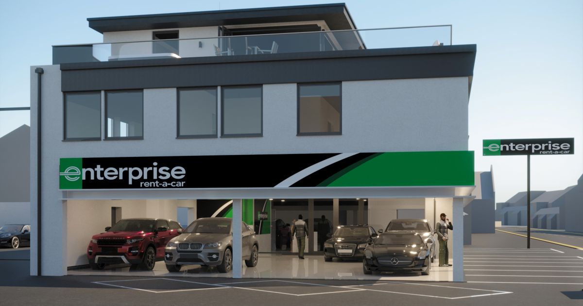 Enterprise Rent-a-Car arrives at Lottbridge Drove, Eastbourne